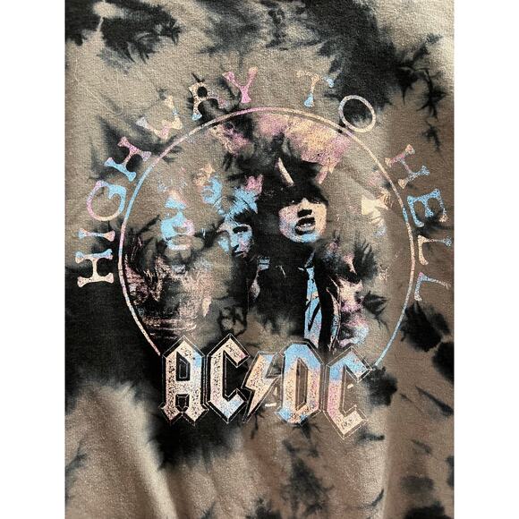 AC/DC Highway To a Hell thrashed tie dye band sweatshirt oversized sz S - Picture 2 of 5